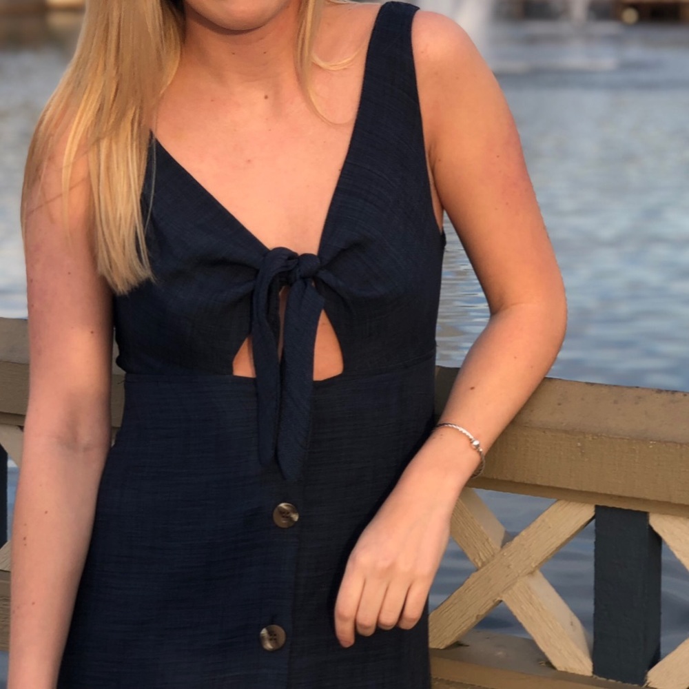 Blue bottom up midi dress